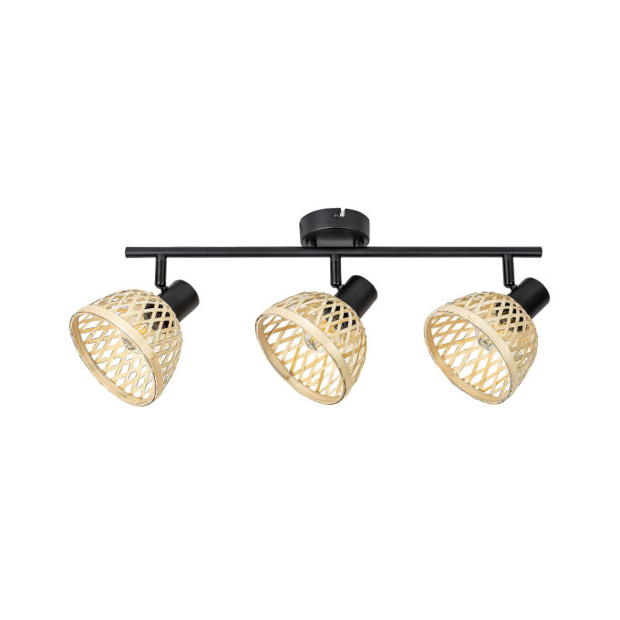 RATTAN REFLEKTOR MATTE BLACK/NATURAL 3x E14/15W (3135)