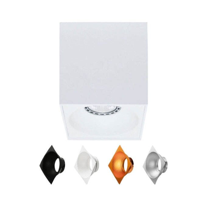 DOWNLIGHT RETTANGOLARE R+ ALU WHITE 130 x 96 mm GU10/40W