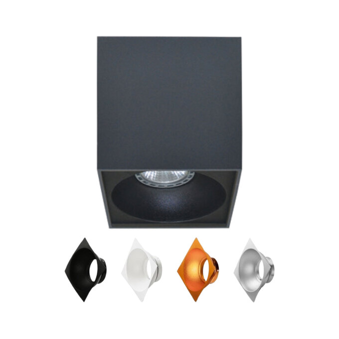 DOWNLIGHT RETTANGOLARE R+ ALU DARK GREY 130 x 96 mm GU10/40