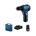 BOSCH AKU BUŠILICA-IZVIJAČ GSR 12V-30 + 2 x 2,0Ah + GAL 12V-40 + KOVČEG