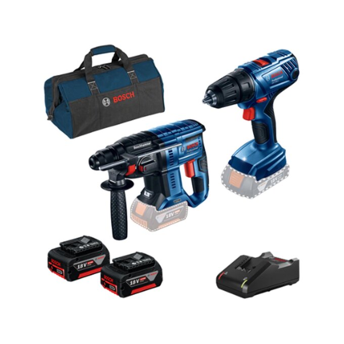 BOSCH AKU SET GBH 180-LI + GSR 180-LI + 2 x 18V 4,0Ah + GAL + TORBA