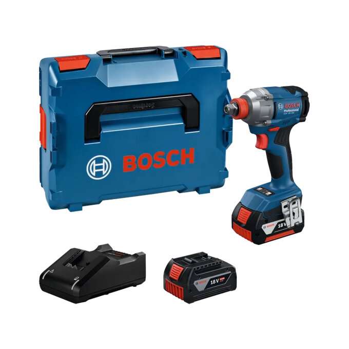 BOSCH AKU UDARNI STEZAČ GDX 18V-285 + 2 x 4,0Ah + GAL 18V-40 + L-BOXX