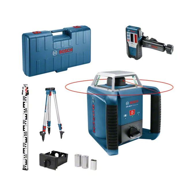 BOSCH GRAĐEVINSKI LASER GRL 400 H + STATIV BT 170 + MJERNA LETVA GR 240 + KOVČEG ZA OBRTNIKE
