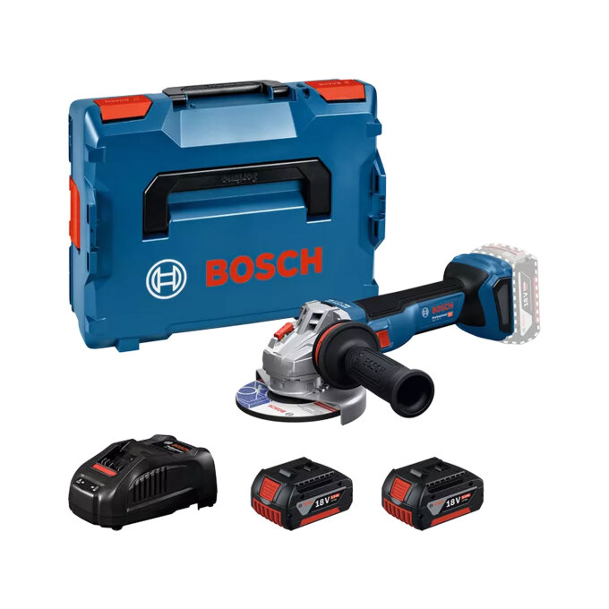 BOSCH AKU KUTNA BRUSILICA GWS 18V-11 125 mm + 2 x 5,0Ah + GAL 1880 CV + L-BOXX
