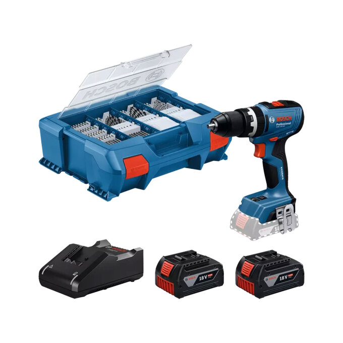 BOSCH AKU UDARNA BUŠILICA GSB 18V-65, 2 x PC 4,0Ah + GAL 18V-40 + L-KOVČEG + PRIBOR