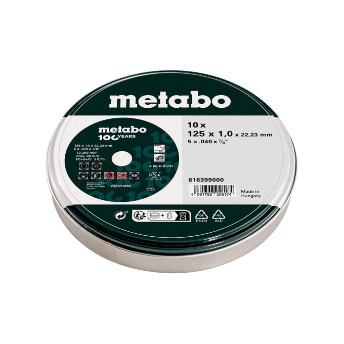 METABO REZNA PLOČA INOX 125 x 1,0 x 22,23 mm, 10 kom