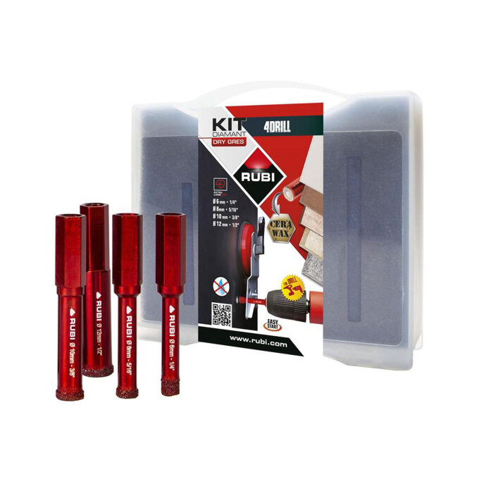RUBI 4-DIJELNI SET DIJAMANTNIH KRUNA MINI DRYGRES ZA BUŠILICU fi 6, 8, 10,12 mm
