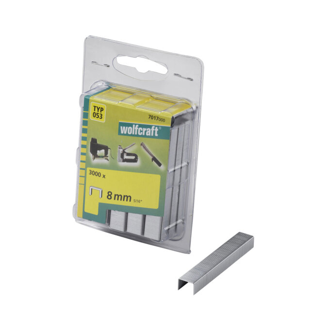 WOLFCRAFT SPOJNICE ŠIROKE ČELIČNE TIP053 8,0 mm, 3000 kom