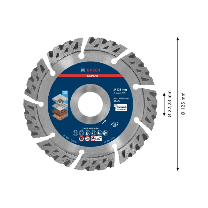 BOSCH DIJAMANTNA REZNA PLOČA EXPERT MULTIMATERIAL 125 x 2,2 x 22,23 mm