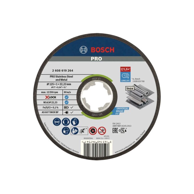BOSCH REZNA PLOČA ZA INOX PRO X-LOCK 125 x 1,0 x 22,23 mm