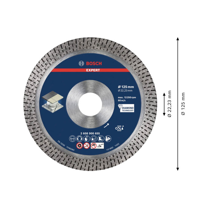 BOSCH DIJAMANTNA REZNA PLOČA EXPERT HARDCERAMIC 125 x 1,4 x 22,23 mm