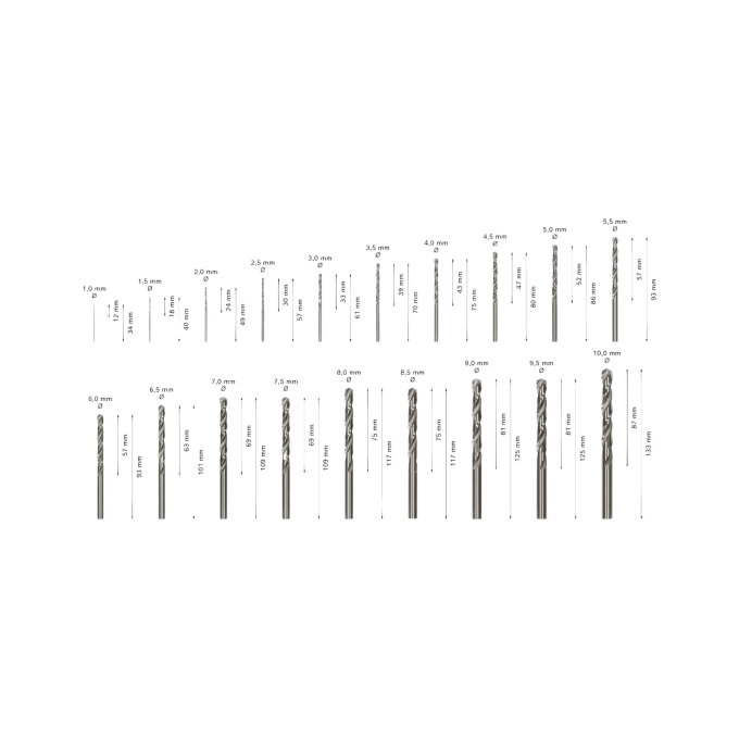 BOSCH 19-DIJELNI SET SVRDLA ZA METAL PRO HSS-G 1-10 mm