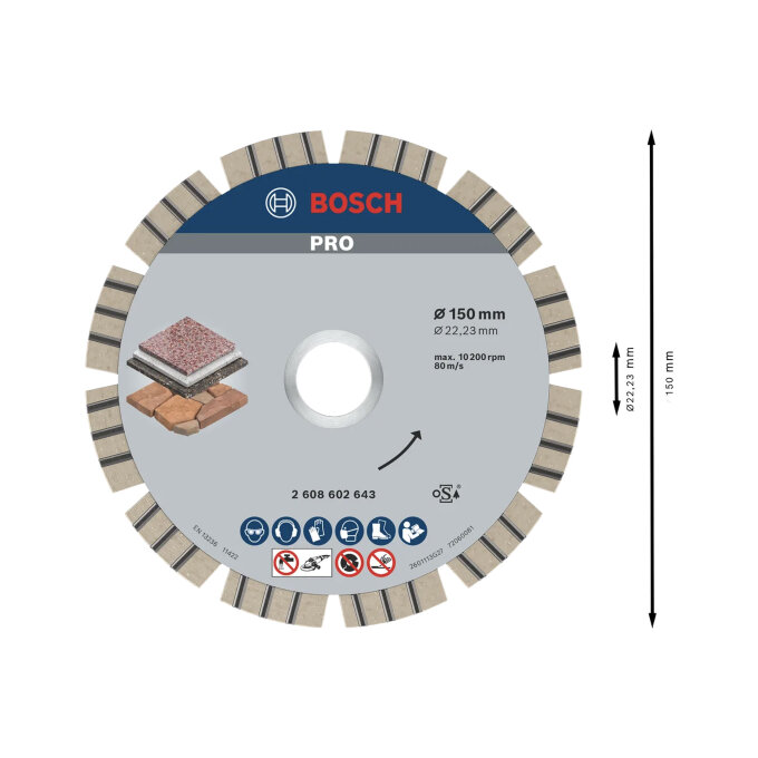 BOSCH DIJAMANTNA REZNA PLOČA PRO STONE 150 x 2,4 x 22,23 mm