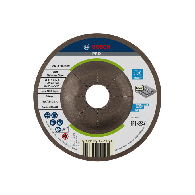 BOSCH BRUSNA PLOČA PRO INOX 115 x 6 x 22,23 mm