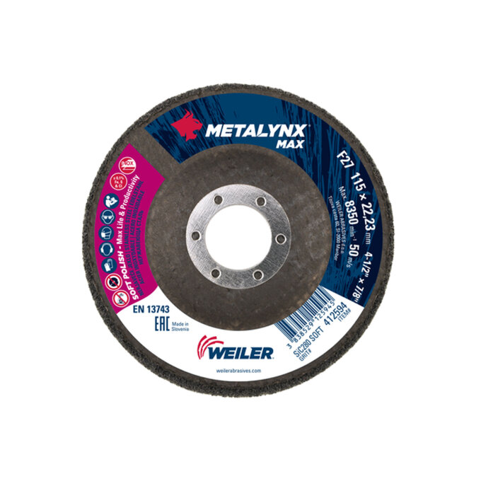WEILER BRUSNI DISK SOFT POLISH 115 x 22 mm G280 METALYNX MAX