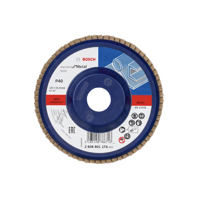 BOSCH LAMELIRANI BRUSNI DISK X431 PLAVI STANDARD FOR METAL 125 mm