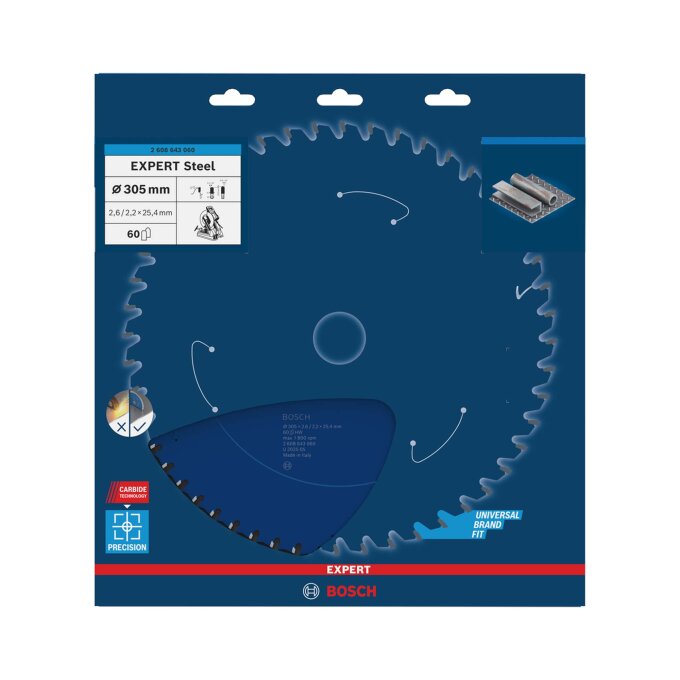 BOSCH LIST KRUŽNE PILE EXPERT FOR STEEL 60Z 305 x 2,6 x 25,4 mm