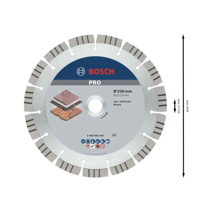 BOSCH DIJAMANTNA REZNA PLOČA PRO STONE 230 x 2,4 x 22,23 mm