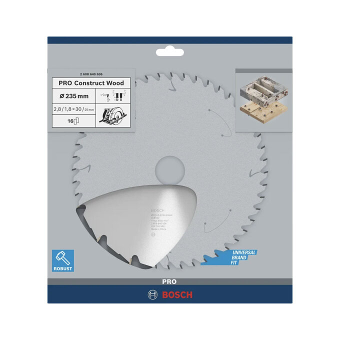 BOSCH LIST KRUŽNE PILE PRO CONSTRUCT WOOD 16Z 235 x 2,8 x 30 mm