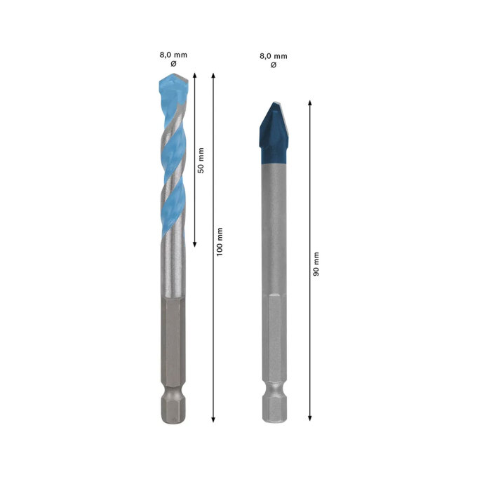 BOSCH 2-DIJELNI SET SVRDLA EXPERT HEX-9 HARDCERAMIC I MULTICONSTRUCTION 8 mm