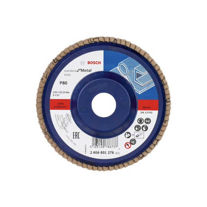 BOSCH LAMELIRANI BRUSNI DISK X431 PLAVI STANDARD FOR METAL 125 mm