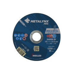 WEILER REZNA PLOČA ZA INOX I METAL 125 x 1 x 22 mm 20A60R-BF METALYNX PRO