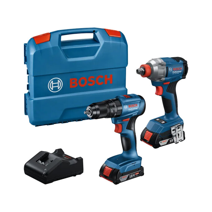 BOSCH AKU SET GDX 18V-285 + GSB 185-LI + 2 x 2,0Ah + GAL 18V-20 + KOVČEG